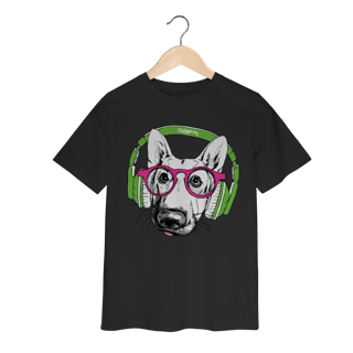 Nome do produto Camiseta Infantil Pastor Alemão de Óculos e Fone de Ouvido