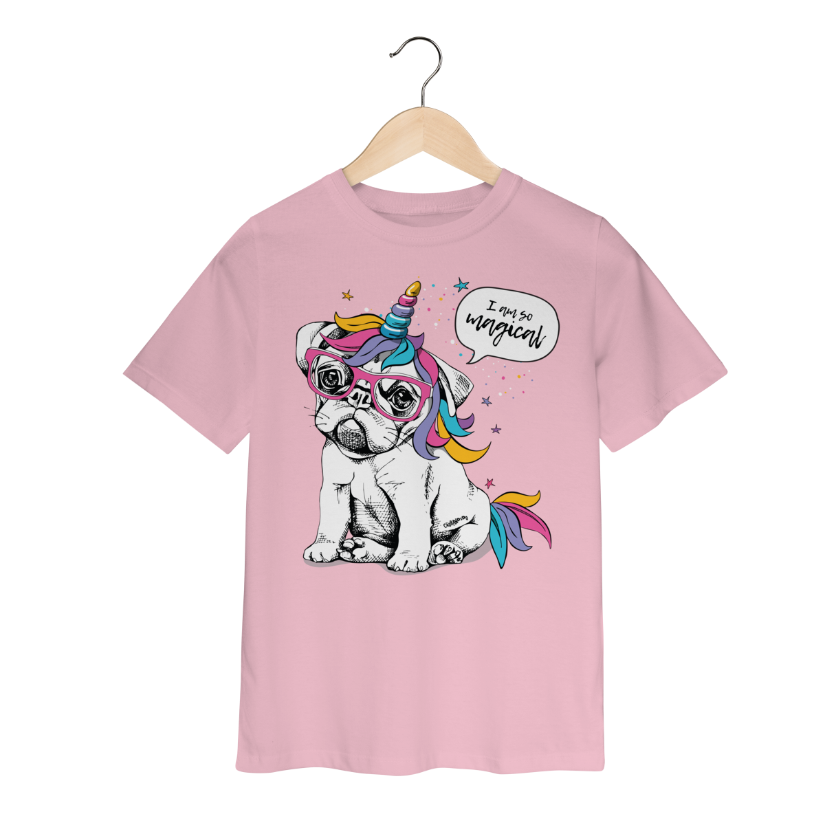 Nome do produto: Camiseta Infantil Bulldog Francês Unicórnio - I am So Magical