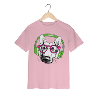Nome do produto Camiseta Infantil Pastor Alemão de Óculos e Fone de Ouvido