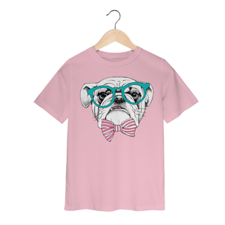 Nome do produto Camiseta Infantil Bulldog Inglês de Óculos e Gravatinha