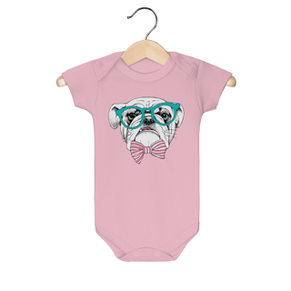 Nome do produto Body Bebê Bulldog Inglês de Óculos e Gravatinha