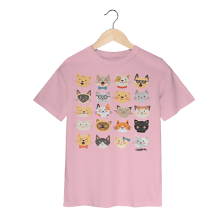 Nome do produto Camiseta Infantil Cats Emoticons