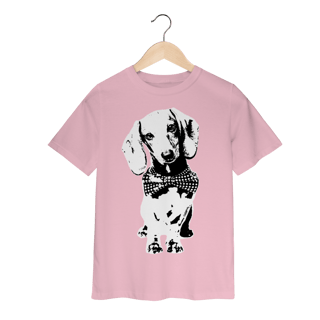 Nome do produto Camiseta Infantil Dachshund de Gravatinha em Preto e Branco