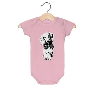 Nome do produto Body Bebê Dachshund de Gravatinha em Preto e Branco