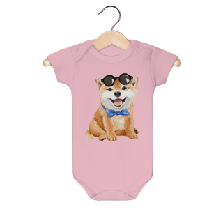 Nome do produto Body Bebê Akita Filhote de Óculos e Gravatinha