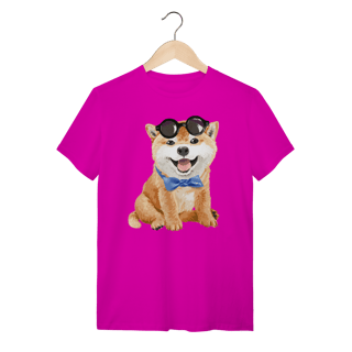 Nome do produto Camiseta Akita Filhote de Óculos e Gravatinha