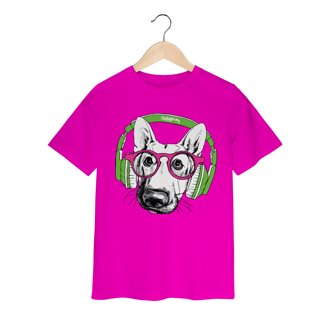 Nome do produto Camiseta Infantil Pastor Alemão de Óculos e Fone de Ouvido