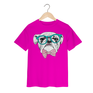 Nome do produto Camiseta Infantil Bulldog Inglês de Óculos e Gravatinha