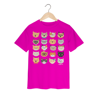 Nome do produto Camiseta Infantil Cats Emoticons