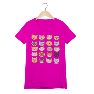 Nome do produto Camiseta Feminina Baby Look Cats Emoticons