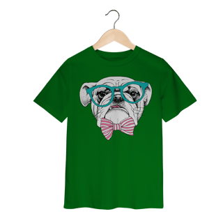 Nome do produto Camiseta Infantil Bulldog Inglês de Óculos e Gravatinha