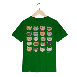 Nome do produto Camiseta Infantil Cats Emoticons
