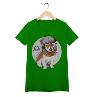 Nome do produto Baby Look Jack Russell de Óculos e Cachecol