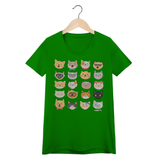 Nome do produto Camiseta Feminina Baby Look Cats Emoticons