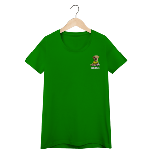 Nome do produto Camiseta Feminina Baby Look Brasil Cachorrinho Futebol