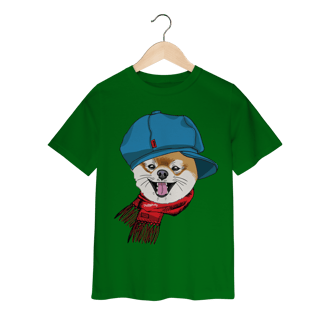 Nome do produto Camiseta Infantil Spitz Alemão de Boina e Cachecol