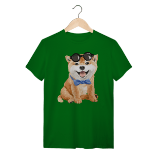 Nome do produto Camiseta Akita Filhote de Óculos e Gravatinha