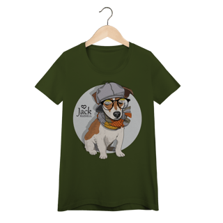Nome do produto Baby Look Jack Russell de Óculos e Cachecol