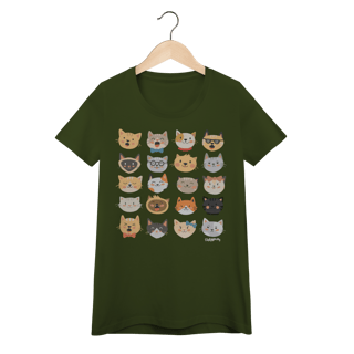 Nome do produto Camiseta Feminina Baby Look Cats Emoticons