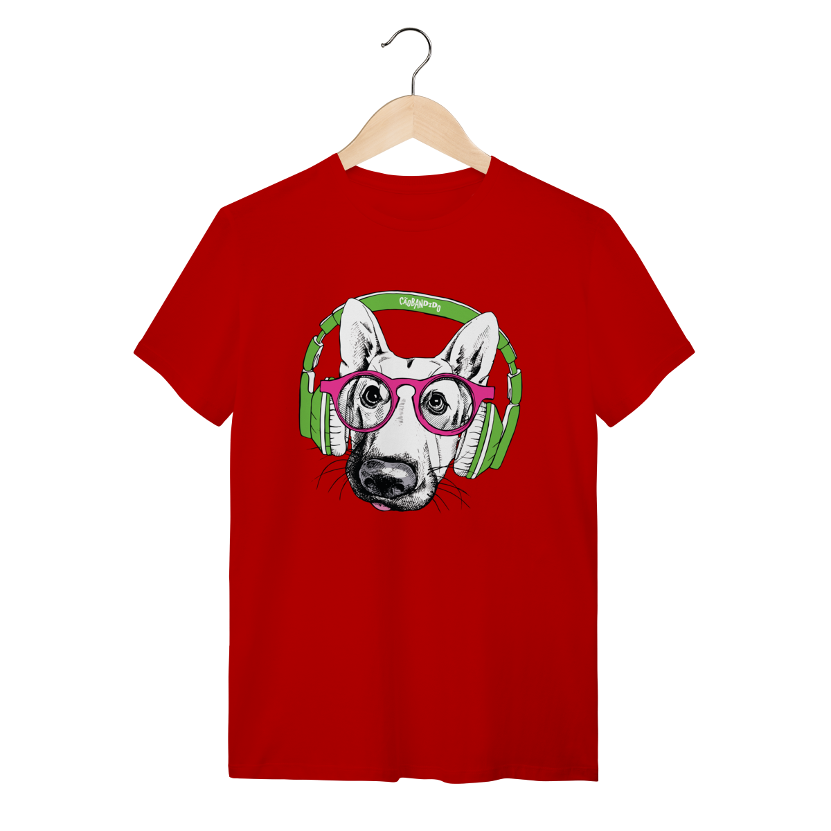 Nome do produto: Camiseta Pastor Alemão de Óculos e Fone de Ouvido