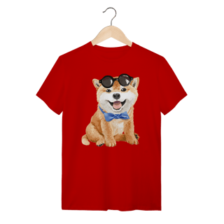 Nome do produto Camiseta Akita Filhote de Óculos e Gravatinha