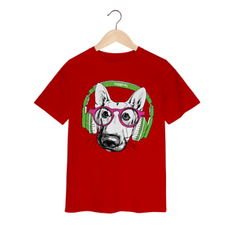 Nome do produto Camiseta Infantil Pastor Alemão de Óculos e Fone de Ouvido