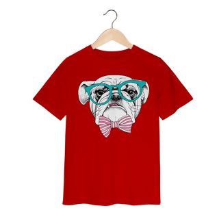 Nome do produto Camiseta Infantil Bulldog Inglês de Óculos e Gravatinha