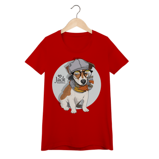 Nome do produto Baby Look Jack Russell de Óculos e Cachecol