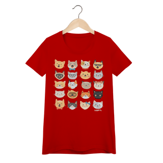 Nome do produto Camiseta Feminina Baby Look Cats Emoticons