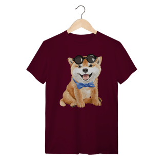 Nome do produto Camiseta Akita Filhote de Óculos e Gravatinha