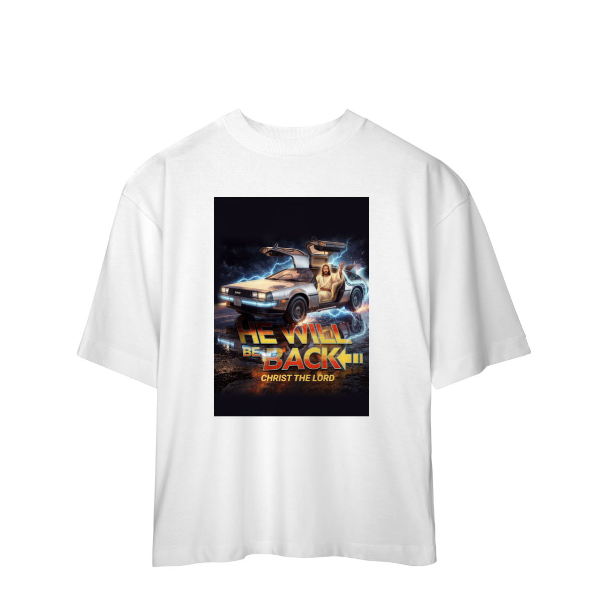 Nome do produto: 0069OS - Camiseta Oversized He Will Be Back