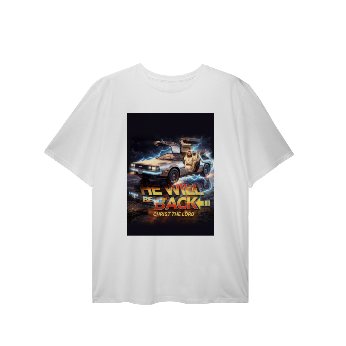 Nome do produto: 0069OS - Camiseta Oversized He Will Be Back