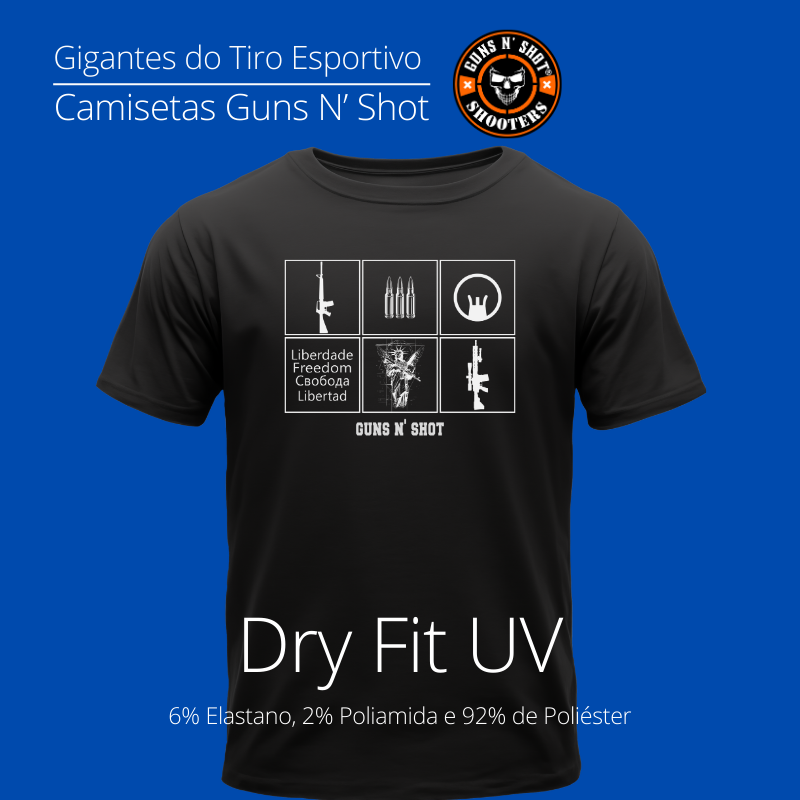 Nome do produto: Symbols of Freedom Guns N\' Shot Tiro Esportivo Dry Fit UV
