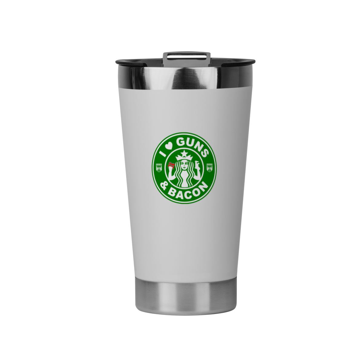 Nome do produto: Copo térmico I Love Guns N\' Bacon Pólvora e Mato