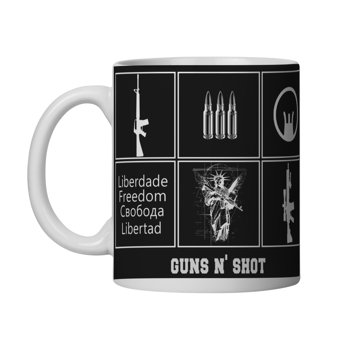 Nome do produto: Caneca Symbols of Freedom Guns N\' Shot Tiro Esportivo