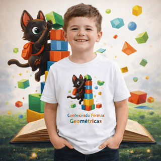Nome do produto Camiseta Infantil Pedro e as Formas Geométricas