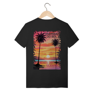 Nome do produto Camiseta ENERGIA DO SOL, ALMA DO OCEANO - imp.: frente/costas.