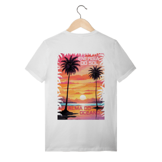 Nome do produto Camiseta ENERGIA DO SOL, ALMA DO OCEANO - imp.: frente/costas.