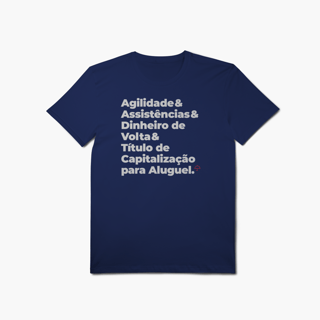 Nome do produto Título de Capitalização para Aluguel - Agilidade, Assistência e Dinheiro de Volta (T-Shirt Algodão Pima)
