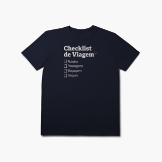 Nome do produto Checklist de Viagem com Seguro Viagem (T-Shirt Prime)