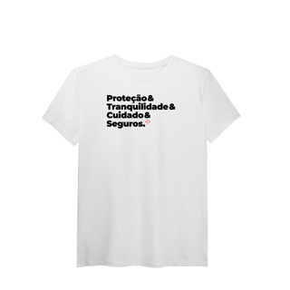 Nome do produto Seguros - Tranquilidade, Cuidado e Proteção (T-Shirt Algodão Pima)