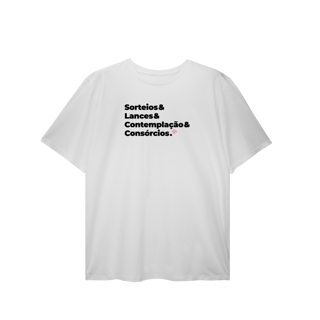 Nome do produto Consórcios - Sorteios, Lances e Contemplação (T-Shirt Plus Size)