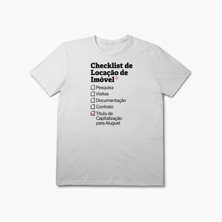 Nome do produto Checklist de Locação de Imóvel com Título de Capitalização para Aluguel (T-Shirt Prime)