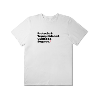 Nome do produto Seguros - Tranquilidade, Cuidado e Proteção (T-Shirt Plus Size)