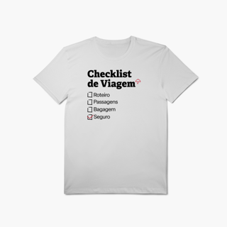 Nome do produto Checklist de Viagem com Seguro Viagem (T-Shirt Algodão Pima)
