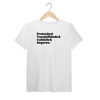 Nome do produto Seguros - Tranquilidade, Cuidado e Proteção (T-Shirt Algodão Pima)