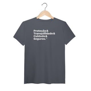 Nome do produto Seguros - Tranquilidade, Cuidado e Proteção (T-Shirt Algodão Pima)