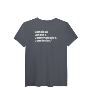 Nome do produto Consórcios - Sorteios, Lances e Contemplação (T-Shirt Algodão Pima)