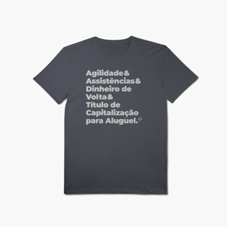 Nome do produto Título de Capitalização para Aluguel - Agilidade, Assistência e Dinheiro de Volta (T-Shirt Algodão Pima)