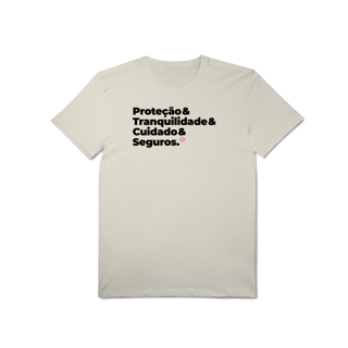 Nome do produto Seguros - Tranquilidade, Cuidado e Proteção (T-Shirt Algodão Pima)